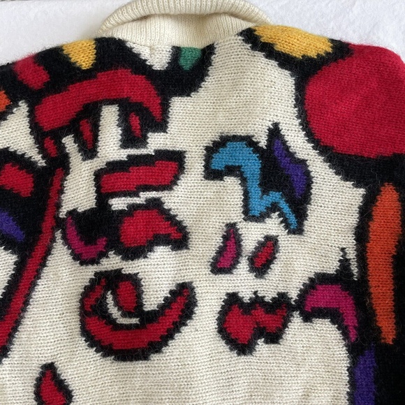 I.B. Diffusion Cardigan Sweater Abstract Womens MOHAIR Wool Shawl Collar 1X Plus - Picture 5 of 5